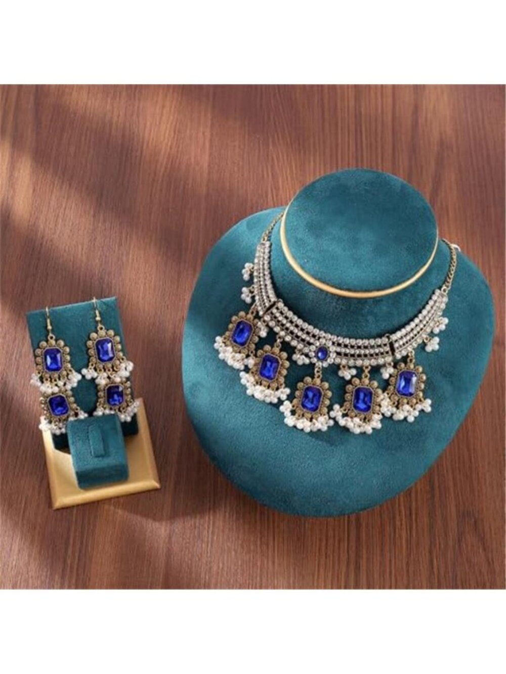 NewZenro Ethnic Rectangle CZ Beaded Tassel Dangle Drop Stud Earrings Choker